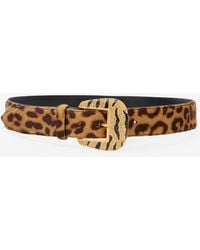 Roberto Cavalli - Leopard Belt With Bejeweled Buckle - Lyst