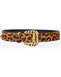 Roberto Cavalli - Leopard Belt With Bejeweled Buckle - Lyst