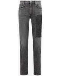 Roberto Cavalli - Animalier Patchwork-print Appliqué Straight-leg Jeans - Lyst