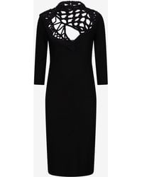 Roberto Cavalli - Abito Midi Con Scollo Cut-Out A Crochet - Lyst