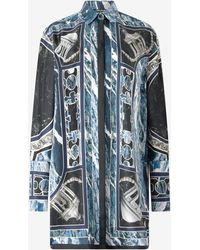 Roberto Cavalli - Short Silk Dress With Marble Print - Lyst