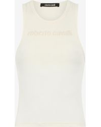 Roberto Cavalli - Tank Top With Embroidered Logo - Lyst