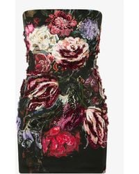 Roberto Cavalli - Embroidered Mini Dress With Fiammingo Flowers Print - Lyst