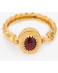 Roberto Cavalli - Bracciale Dorato Rigido Con Pietra Rubino - Lyst