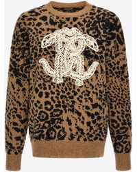 Roberto Cavalli - Maglione Con Monogram Rc E Stampa Jaguar Skin - Lyst