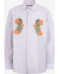 Roberto Cavalli - Shirt With Embroidered Snakes And Flowers - Lyst