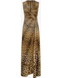 Roberto Cavalli - Long Dress With Jaguar Skin Print - Lyst