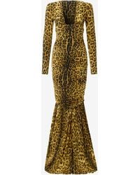 Roberto Cavalli - Long Dress With Jaguar Skin Print - Lyst