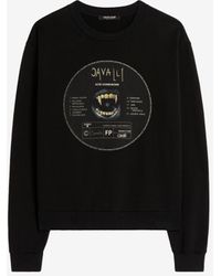 Roberto Cavalli Teeth And Slogan-print Cotton Sweatshirt - Black