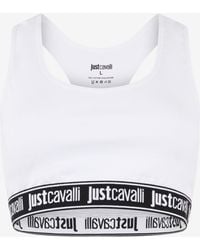 Roberto Cavalli - Cotton Bralette With Logo Band - Lyst