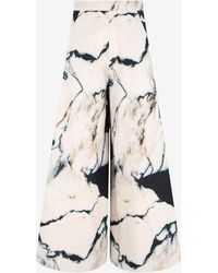 Roberto Cavalli - Loose Flare Trousers With Marble Print - Lyst