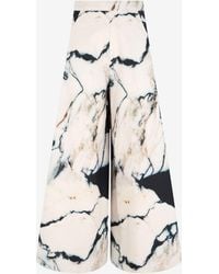 Roberto Cavalli - Loose Flare Trousers With Marble Print - Lyst