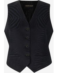 Roberto Cavalli - Vest With Solid-Color Tiger Skin Design - Lyst