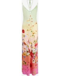 Roberto Cavalli - Maxi Dress With Miami Flowers Print - Lyst