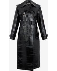 Roberto Cavalli - Genuine Leather Long Trench Coat - Lyst