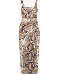 Roberto Cavalli - Python Print Midi Dress - Lyst