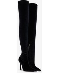 Roberto Cavalli - Satin Pointed-Toe Thigh High Boots - Lyst