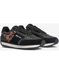 Roberto Cavalli - Sneakers With Jaguar Skin And Glitter Insert - Lyst