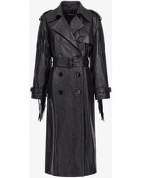 Roberto Cavalli - Fringed Leather Trench Coat - Lyst
