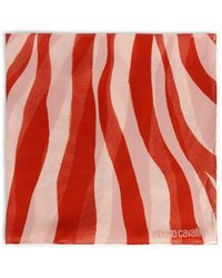 Roberto Cavalli Zebra Avantgarde Print Silk Stole - Red