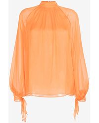 Roberto Cavalli - Semi-Sheer Silk Blouse - Lyst