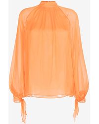 Roberto Cavalli - Semi-Sheer Silk Blouse - Lyst