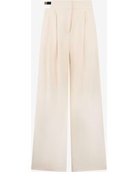 Roberto Cavalli - Cream Wide-Leg Trousers With Cut-Out - Lyst