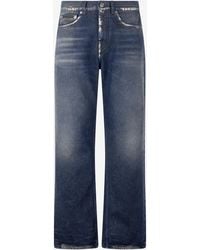Roberto Cavalli - Sandblasted-Effect Jeans With Chain - Lyst