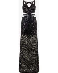 Roberto Cavalli - See-Through Dress With Sequined Zebra Pattern - Lyst