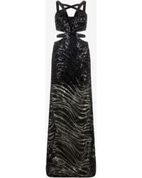 Roberto Cavalli - See-Through Dress With Sequined Zebra Pattern - Lyst