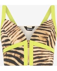 Roberto Cavalli - Crop Top With Tiger Skin Print - Lyst