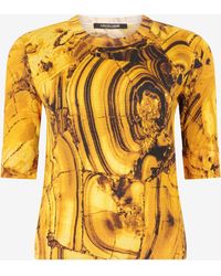 Roberto Cavalli - Silk And Wool Sweater With Tigereye Print - Lyst