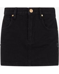 Roberto Cavalli - Denim Mini Skirt With Snake Embroidery - Lyst