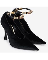 Roberto Cavalli - Velvet Stiletto Heels With Jewel Anklet - Lyst