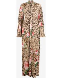 Roberto Cavalli - Jaguar Roses Print Dress - Lyst
