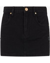Roberto Cavalli - Denim Mini Skirt With Snake Embroidery - Lyst