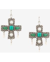 Roberto Cavalli - Embellished Cross Earrings - Lyst