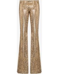 Roberto Cavalli - Leather Pants With Python Print And Cut-Out Details - Lyst