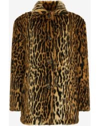 Roberto Cavalli - Abrigo De Piel Sintética Con Estampado De Leopardo - Lyst