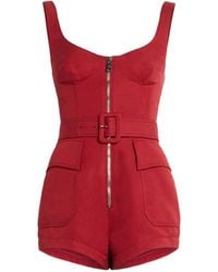 Roberto Cavalli Red Belted Zipped Playsuit - Brown