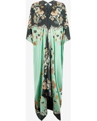 Roberto Cavalli - Silk Kaftan Dress With Kimono Print - Lyst