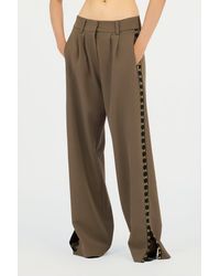 Roberto Cavalli - Wide-Leg Trousers With Hook And Eye Detail - Lyst