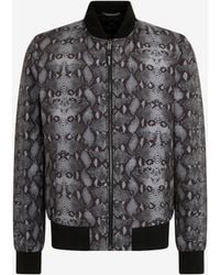 Roberto Cavalli - Padded Bomber With Python Print - Lyst
