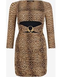 Roberto Cavalli - Mini Dress With Baby Jaguar Print And Cut-Out Detail - Lyst