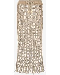 Roberto Cavalli - Long Mesh Skirt With Fringes - Lyst