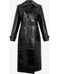 Roberto Cavalli - Genuine Leather Long Trench Coat - Lyst