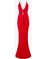 Roberto Cavalli - Long Dress With Criss-Cross Detail - Lyst