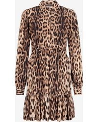 Roberto Cavalli - Leopard Print Mini Dress - Lyst