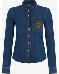 Roberto Cavalli - Denim Shirt With Monogram Rc - Lyst