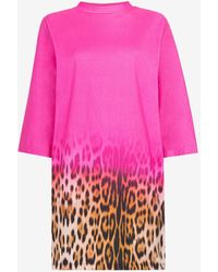 Roberto Cavalli - Gradient Leopard Print T-shirt Dress - Lyst